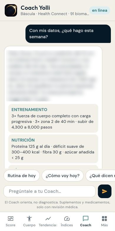 Coach Yolli con plan semanal