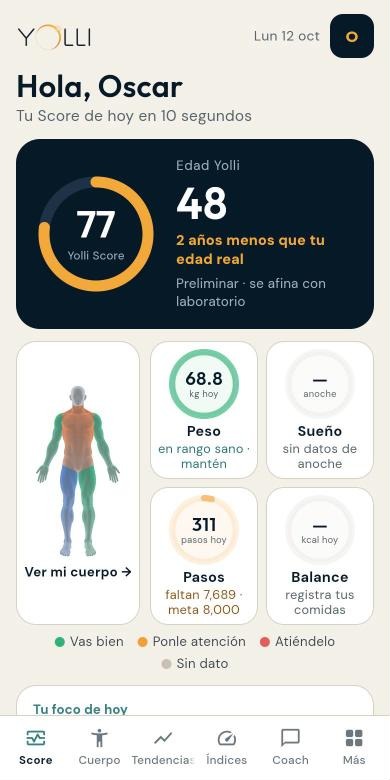 Pantalla Score con Edad Yolli